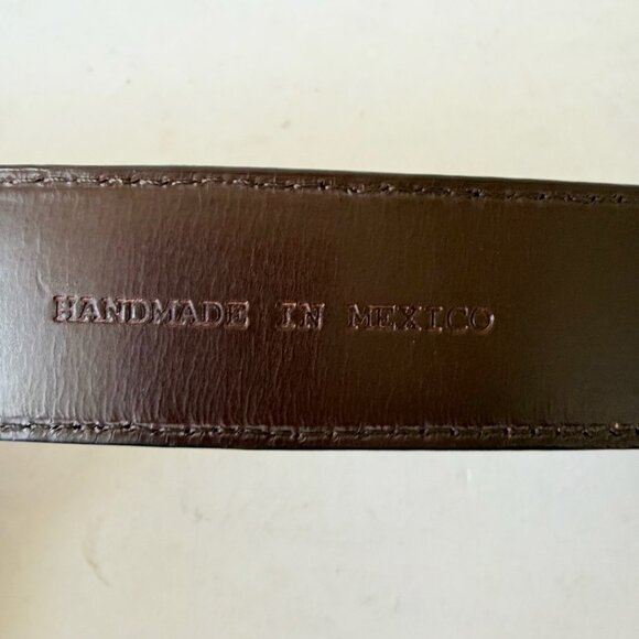 Rod Patrick Mens Full Quill Ostrich Leather Belt Dark Brown 1.25” Taper Sz 28 - Picture 8 of 11